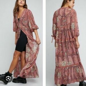 Free People Charlotte Rose Combo Grassland Kimono, Size XS.